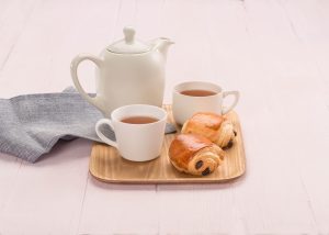 Pain au chocolate and tea